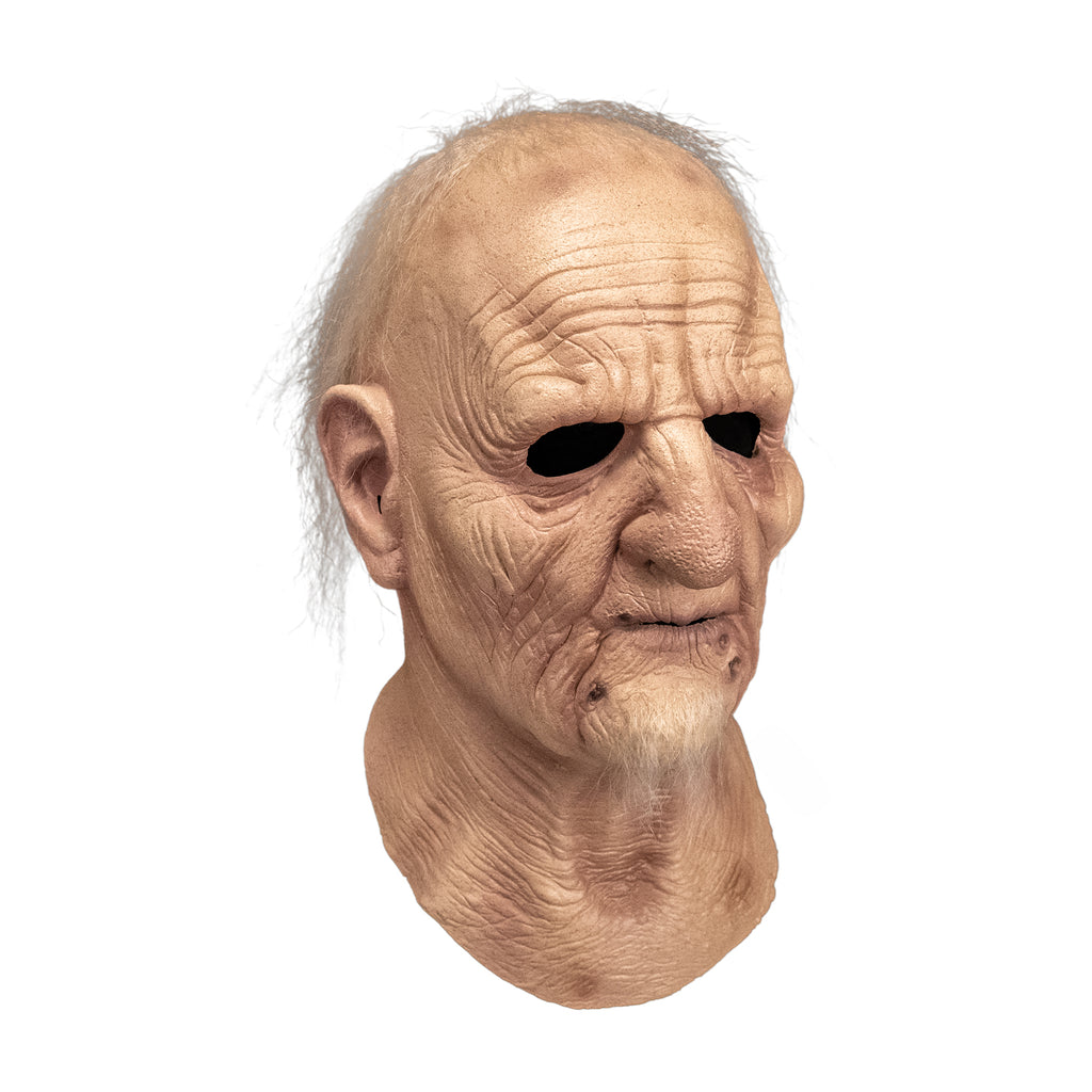Old man mask with white hair, side view