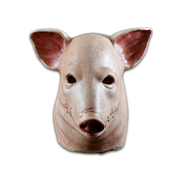 Mask front view.  Pink, pig head and neck.