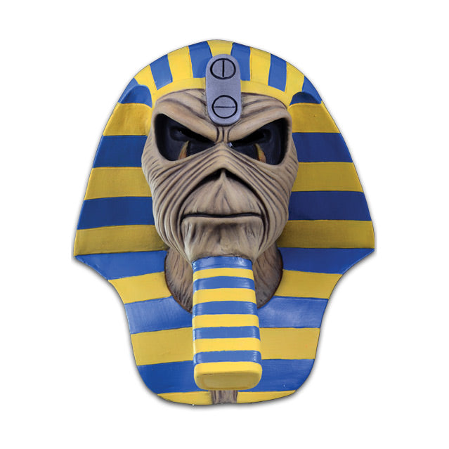Mask, head and neck.  Iron Maiden Eddie with blue and yellow Egyptian headpiece. 