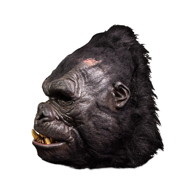 Gorilla mask, realistic gorilla face. left side view.