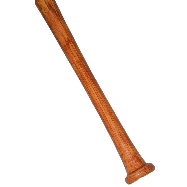 Prop. Wood finished, close up of baseball bat handle.