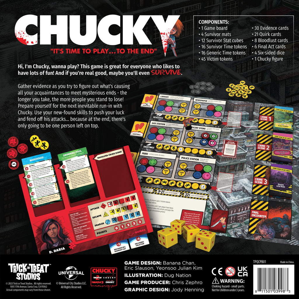 Chucky "It's time to play ... to the end" Game box back. 