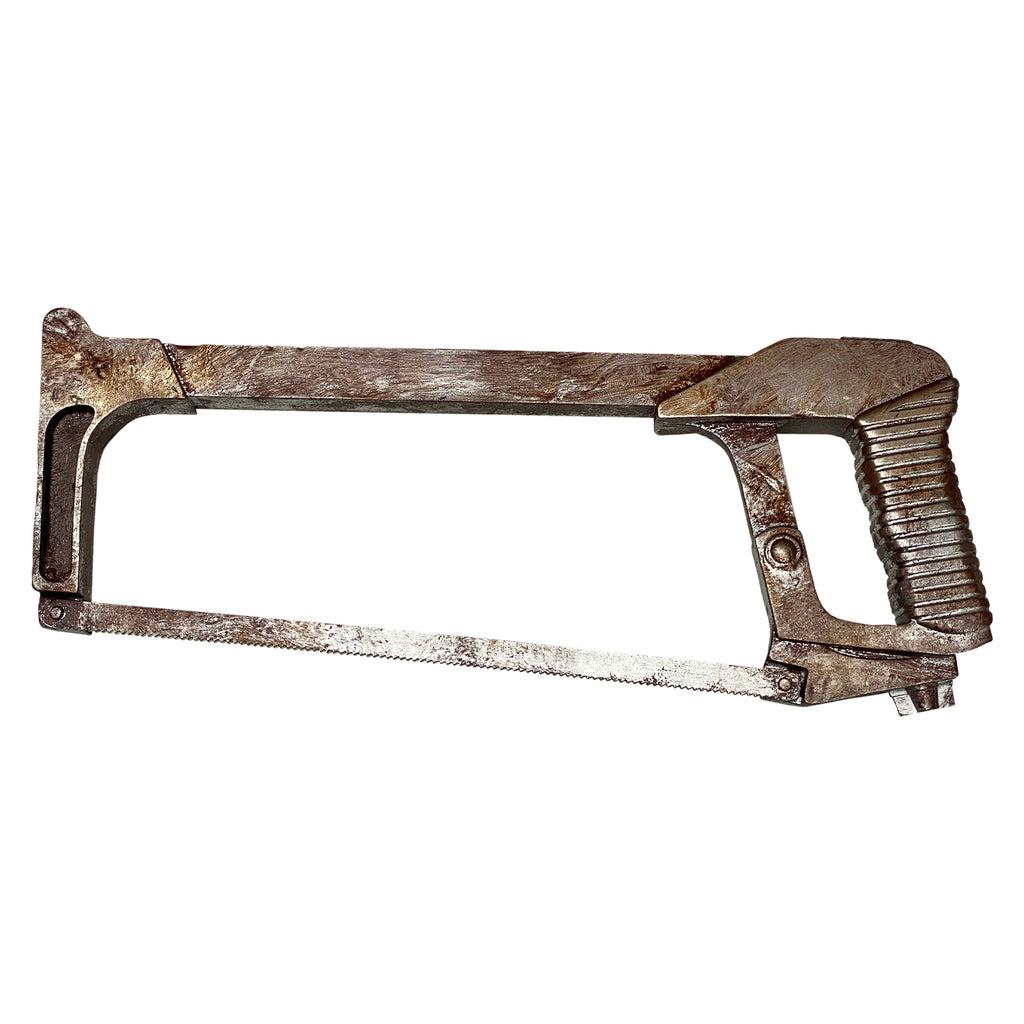 hacksaw prop, silver distressed finish