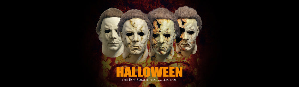 Halloween The Rob Zombie Film Collection 4 Michael Myers Masks with glowing background