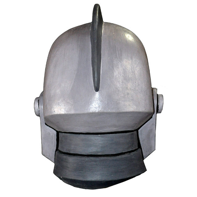 Mask, head and neck, back view. Silver robot head, fin in center of head running to the back.