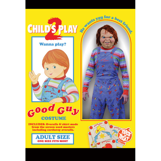 Enamel Pin. Chucky head and neck. Red hair, blue eyes, smirking face. Red collar on neck.