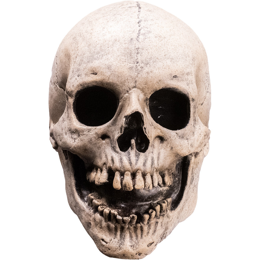 Mask, front view. Skull face, mouth open.