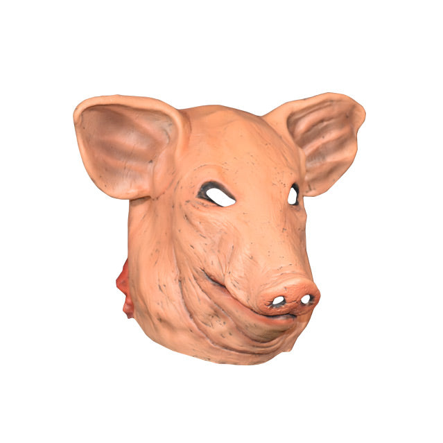 Right side view. Mask. Pink Pig head and neck