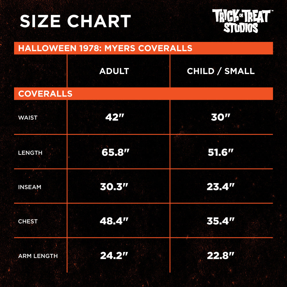 Size chart, Child / small, waist 30 inches, length 51.6 inches, inseam 23.4 inches, chest 35.4 inches, arm length 22.8 inches.