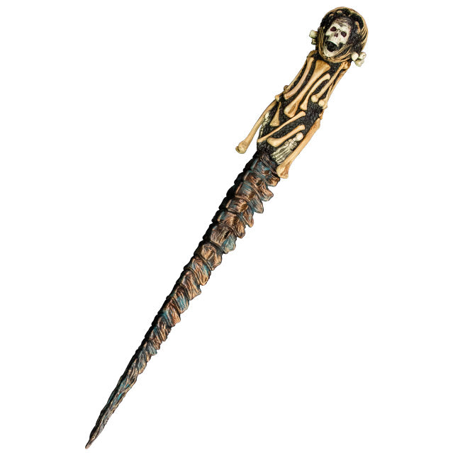 Kandarian dagger prop. Handle has skull at top, knife includes teeth, spinal cord, and rib bones