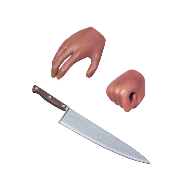 12" figure additional accessories.  open right hand, closed right hand, butcher knife.