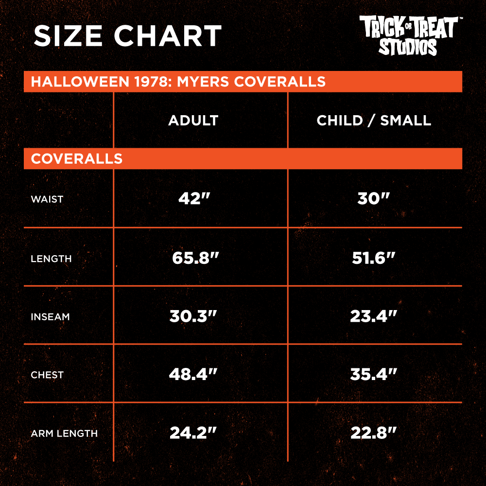 78 R Size Chart ADULT COSTUMES – Trick Or Treat Studios